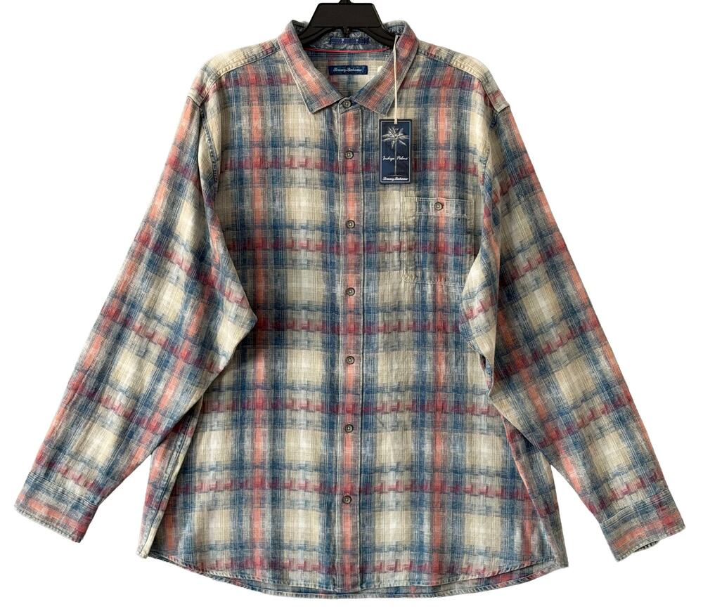 Tommy Bahama Shirt Men's 3XLT Big & Tall Long Slv Palo Alto Plaid Shellrossa NWT